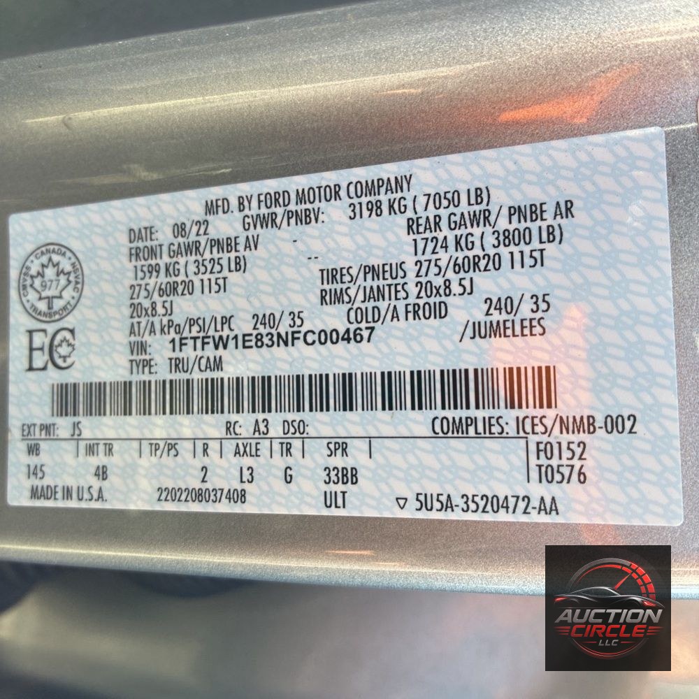 2022 Ford F150 Platinum