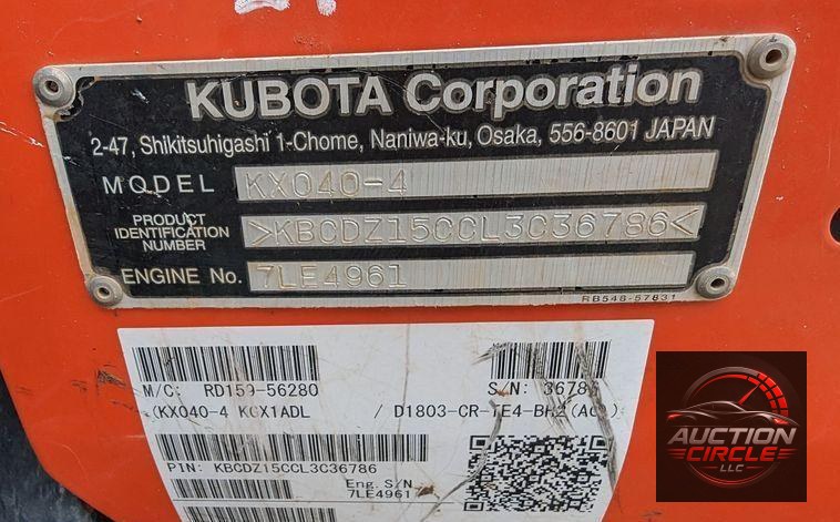 2020 Kubota KX040-4  mini excavator