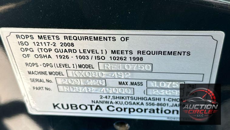 2020 Kubota  KX080-4S2 mini excavator