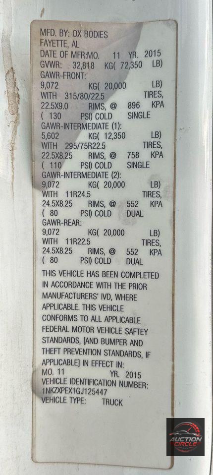 2016 Kenworth  T880 dump truck