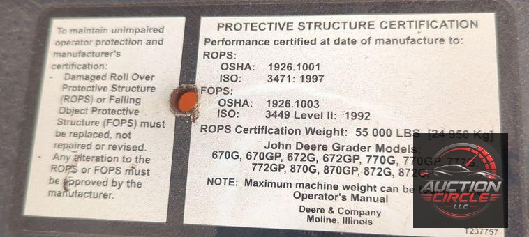 2012 John Deere 772GP  motor grader