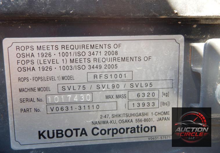 2018 Kubota SVL95-2S skid steer