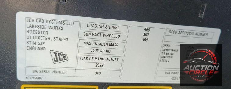 2022 JCB 407 wheel loader