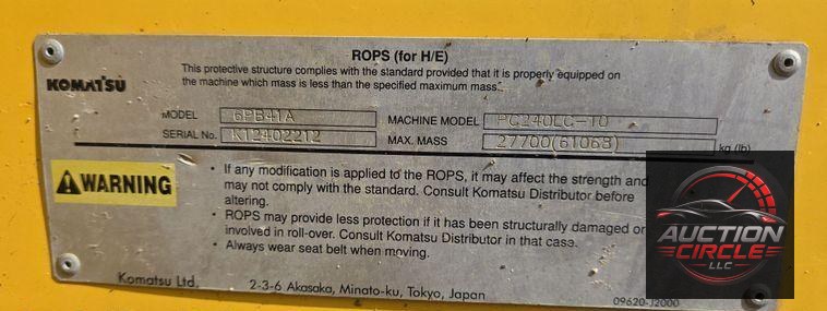 2013 Komatsu PC240LC-10 excavator